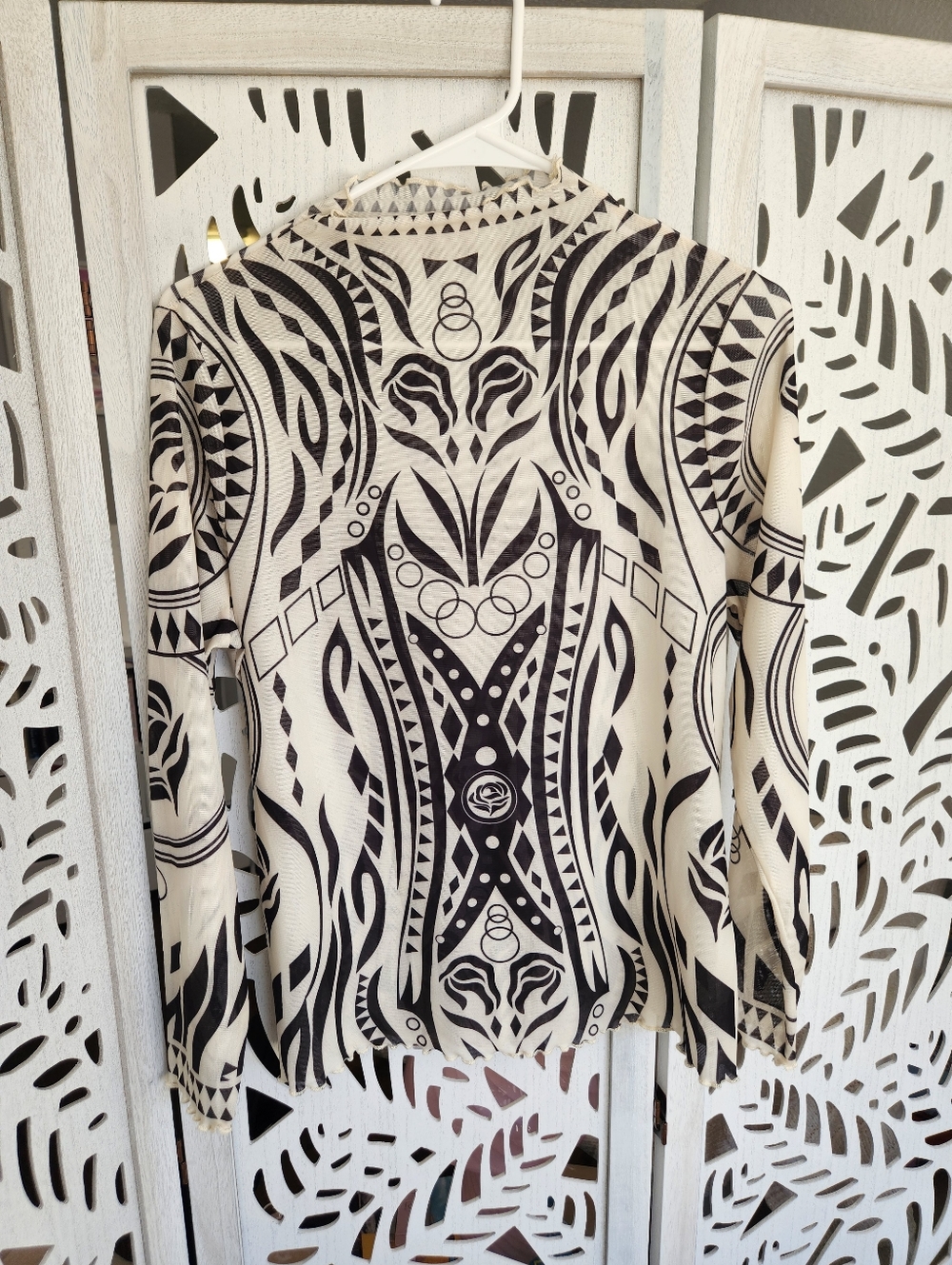 Shein Sheer Top With Black and White Pattern - Size 1XL